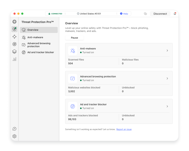 Nord Security Bundle iOS App Interface Dashboard showing NordVPN connection, Threat Protection Pro status, and NordPass access