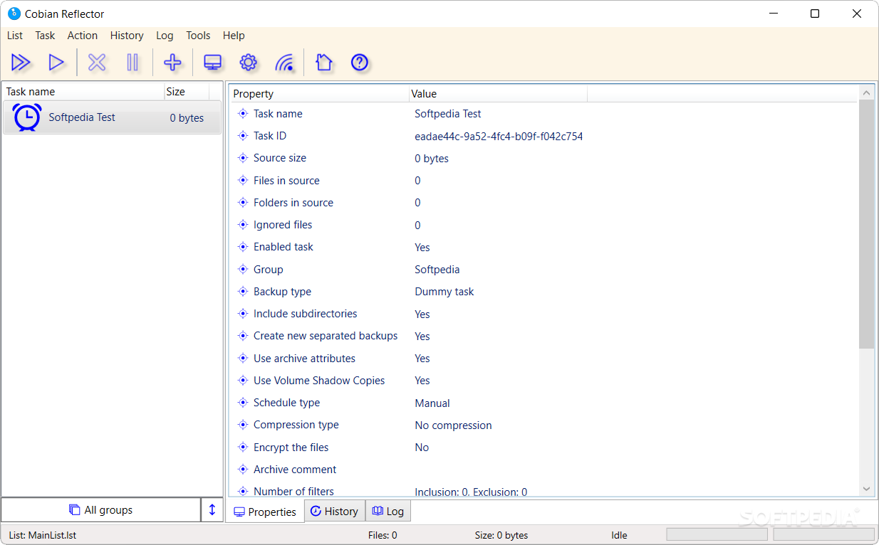 Cobian Reflector Interface showing task management and file filters