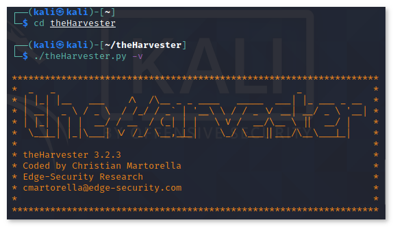 theHarvester scan results showing discovered emails and hosts